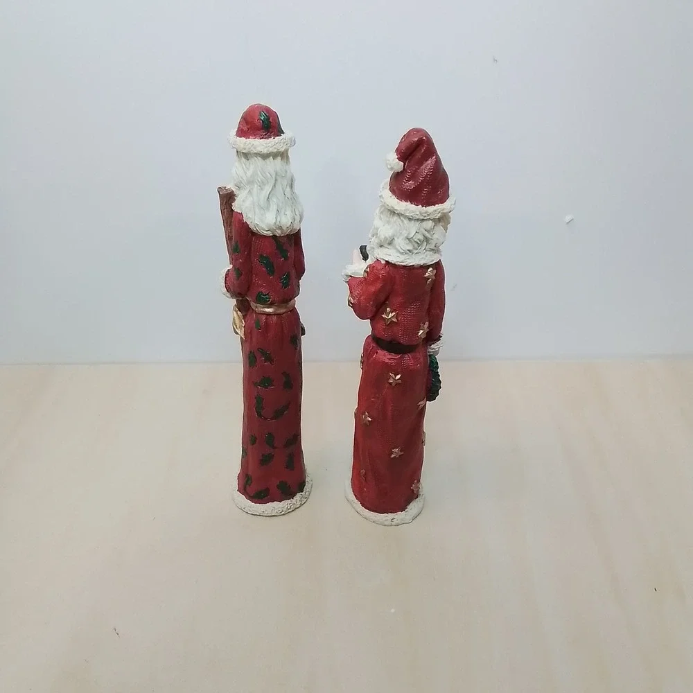 Set of 2 Vintage Santa Claus‎ Figurines Christmas Decor Festive Home Accents